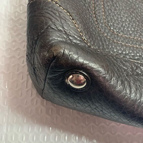 Coach Penelope Dark Brown Pebbled Leather Carryall Tote Purse G0982-14425 - Picture 14 of 16